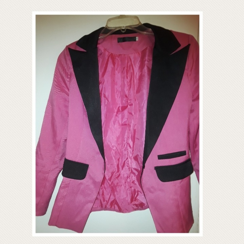 Pink & Black tuxedo blazer